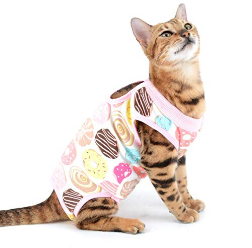 SELMAI Medical Pet Shirt Katze Body für Hunde Nach op Hund Kastration Weiche Baumwolle E-Kragen Alternative für Haustiere Krankenpflege Kleidung Wundschutz Verhindern Lecken Hautkrankheiten Rosa S