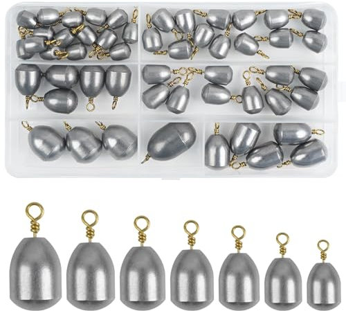 Iron Fishing Weights Sinker Kit,25/54pcs Assorted Bass Casting Lure Weight Metal Sinker Weights Fishing Terminal Tackle Set for Freshwater Saltwater (54pcs/kit)