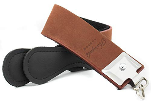 Haryali London Brown Genuine Leather Sharpening Strop Belt Sharpener for Stropping Barber Straight Razors