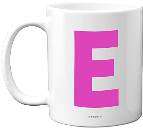 Stuff4 Personalised Alphabet Pink Initial Mug - Letter E Mug, Gifts for Her, Mothers Day, Birthday Gift for Mum, 11oz Ceramic Dishwasher Safe Anniversary, Valentines, Christmas, Retirement