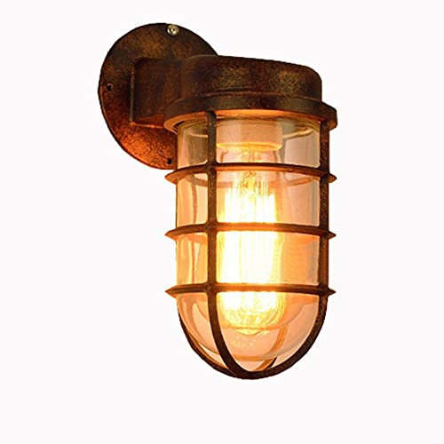 WFZRXFC Amerikanisches käfigförmiges Retro-Industriedorf Wall Lantern Rusty Eisen Lampenkörper Außenwandleuchte Outdoor Kann in Mehreren Kombinationen installiert Werden Wandleuchte