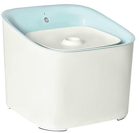 PawHut Trinkbrunnen für Haustier 3L Katzenbrunnen mit Infraroterkennung Katzentrinkbrunnen 3 Modi Smart Hunde Wasserbrunnen Leiser automatisch ABS Weiß+Blau 21 x 20 x 18 cm