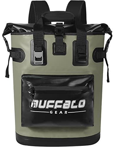 Buffalo Gear Kühlrucksack, 18 l, auslaufsichere Kühltasche, isolierter Kühler für Picknick, Strand, Camping, Wandern, Park, Angeln (Armeegrün)