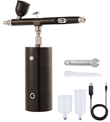 LIJBN h Kit, Mini compresor de Aire de Mano Recargable h, Pistola h inalámbrica portátil para Maquillaje, Tatuaje, Arte de uñas, Pintura Facial, Pintura Modelo, decoración de Pasteles