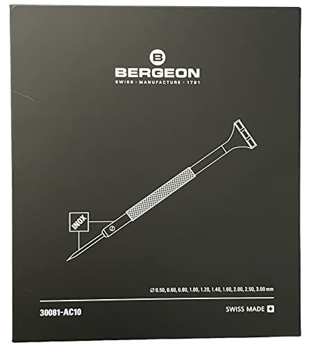BERGEON 30081-AC10 Set mit 10 INOX Uhrmacher-Schraubendrehern in Holzkiste Werkzeug