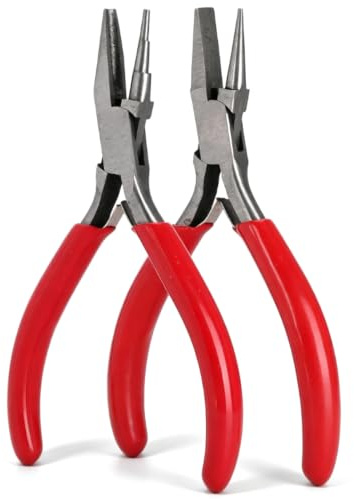 Cyrank 2pcs Needle Nose Pliers for Jewelry Making, Concave and Round Pliers Hollow/round Nose, Needle Nose Pliers Jewelry Craft Pliers for Handmade DIY Projects