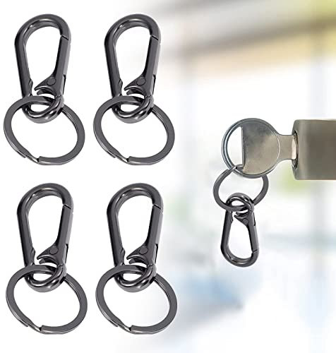 ZoeTekway 4er-Pack Metall Karabiner Schwarz Schlüsselanhänger Karabiner Schlüsselring Abnehmbare Karabinerhaken