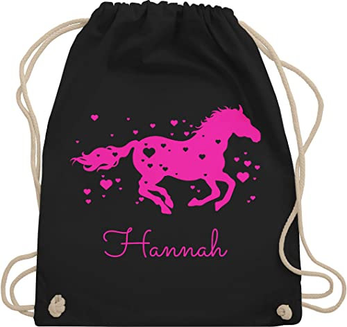 Turnbeutel Rucksack - Pferd - Pferde Geschenk Mädchen - Unisize - Schwarz - kindergarten pferderucksäcke pferden horse beutel schule pferderucksack pferdemotiv sportbeutel maedchen