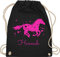 Turnbeutel Rucksack - Pferd - Pferde Geschenk Mädchen - Unisize - Schwarz - kindergarten pferderucksäcke pferden horse beutel schule pferderucksack pferdemotiv sportbeutel maedchen