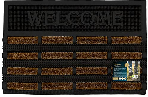 JVL Nimbus Rubber Coir Scraper Tuffscrape Doormat, 40x60cm, Welcome