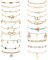 Morfetto 20 Pièces Bracelets de Cheville pour Femmes Ensemble de Cheville de Plage Réglable Bracelet de Cheville Surfeur Coeur Étoile Tortue Bracelets de Cheville Infinis Bijoux de Pied Doré
