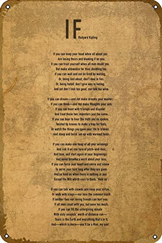 If Rudyard Kipling Gedicht Poster Retro Metalldose Vintage Schild 30,5 x 20,3 cm Home Bar Man Cave Wanddekoration