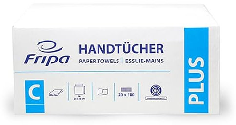 Fripa PLUS C-Falz, Falthandtuch, natur, 25,0 x 33,0 cm, 1-lagig, 3.600 Blatt, Papierhandtücher