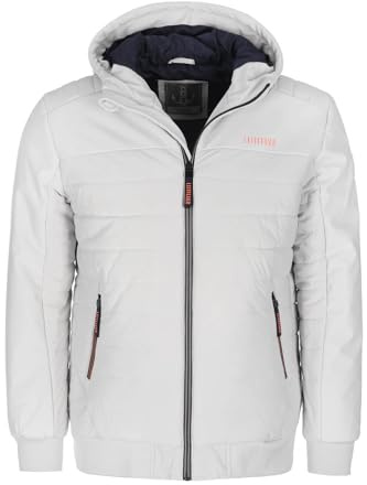 Leitfeuer Herren Steppjacke mit angeschnittener Kapuze - Gesteppte Jacke mit neonfarbigen Kontrastdetails