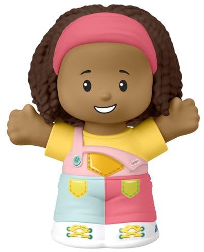 Fisher-Price HJW71 Figurine afro-américaine portant une salopette colorée et un bandeau rose Fonctionne parfaitement avec n'importe quel ensemble de jeu pour petites personnes