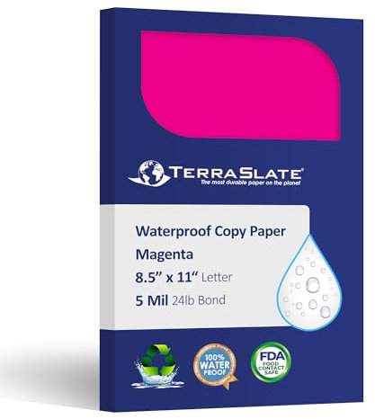 TerraSlate Papier, Magenta-Rosa, 21,6 x 27,9 cm, wasserfestes Papier, kompatibel mit Laserdrucker, Kopiermaschine und Digitaldrucker, 25 Blatt (5 mm TerraSlate (10,9 kg Bond))