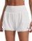 PINSPARK Shorts Damen Sommer Sport Shorts Kurze Hosen 2 in 1 Laufshorts Fitness Sporthose High Waisted Blickdicht Radlerhose mit Taschen Leggings Weiß XXL