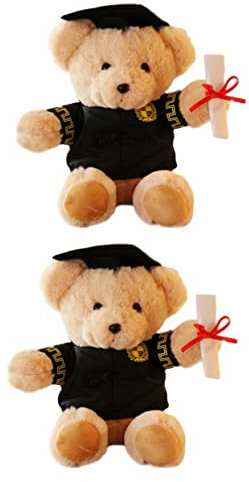 Toyvian 2 STK Abschlussgeschenk Ausgestopftes Tier Stofftierpuppe Abschluss Plüschtier Kleiner Ausgestopfter Bär Blumenstrauß Plüschpuppe Weiche Tierkissen Mit Hut Plüschstoffe Schatzkiste