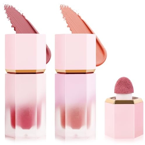 YIIFELL 2 Stück Blush Stick, Matte Leichtes und Atmungsaktives Liquid Blush, Waterproof Rouge Beauty Wand, Wischfest Milk Creme Blush, Natürliches Aussehen Long-Wearing Face Makeup Pen Für Frauen