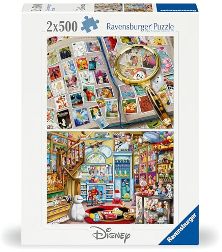 Ravensburger Puzzle 12000345 - Disney Briefmarken und Spielsachen - 2X 500 Teile Puzzle für Erwachsene und Kinder ab 12 Jahren