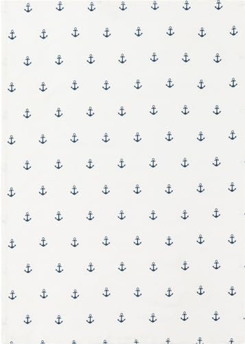 osters muschel-sammler-shop Premium Halbleinen Geschirrtuch mit Anker-Motiv für glänzend sauberes Geschirr - Maße 50x70cm von Markenhersteller (blau)