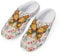 HUGS IDEA Damen Garten Clogs Slip on Gartenschuhe Süß Schnell Trocknend Wasserschuhe Sandalen Strand Wasserschuhe, Schmetterling Floral, 40 EU