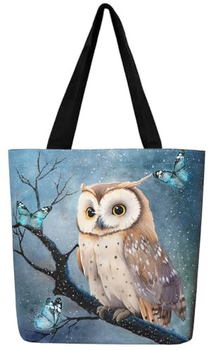 Homewish Eule Tier Nette Tragetasche Frau Schulter Top-Griff Taschen Leinwand Tasche Mit Innentasche für Reisen, Einkaufen