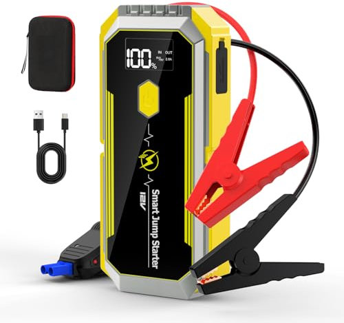 Jump Starter Power Pack,5000A Car Battery Booster Jump Starter for up to 9.0 Gas/8.0L Diesel,Portable Car Jump Starter Power Bank with Jump Leads LED Flashlight Car Accessories