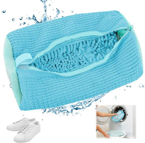 Sac de lavage pour chaussures, machine à laver, 1 pièce, sac à chaussures, sac de lavage pour machine à laver, anti-déformation, avec fermeture éclair, chaussures en filet, sac à linge pour baskets