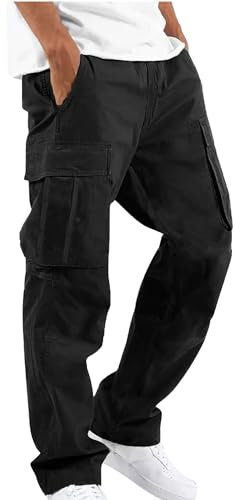 DUOLUVA Pantalon Cargo Homme Pant Men's De Travail Extensible Noir S