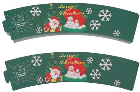 Papier Kaffeebecher Ärmel Einweg-Papierbecher Ärmel Tasse Pappe kaltes heißes Getränk Halter für Halloween Weihnachten, Satz von 50 (Grün)