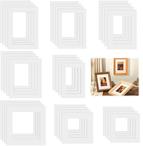 32 Stücke Passepartout Karton,8 Größen Paspartourahmen,Beige Passepartout Nach maß von Bild Foto Rahmen Halterungen Matten,Haltbarkeit Passepartout Rahmen Papier,für Bilder, Fotos, Kunstdrucken