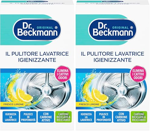 Dr. Beckmann Pulitore Lavatrice Igienizzate, Prodotto cura lavatrice con carboni attivi, Rimuove odori spiacevoli, 250 g, Confezione da 2