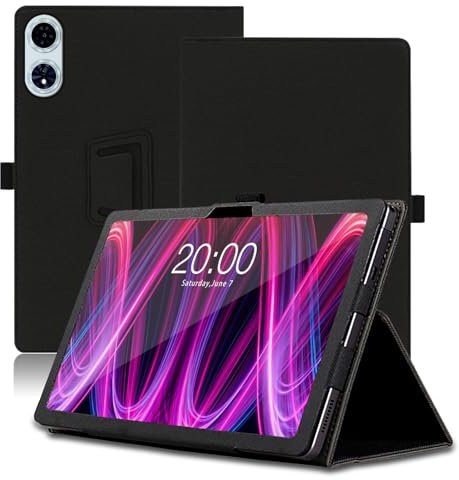 Étui pour Teclast T60 Plus 12 Pouces, Teclast T60 Plus Coque Tablette, Housse de Protection avec Support Pliable, Porte-Crayon et Dragonne, Protection Totale. (Noir)