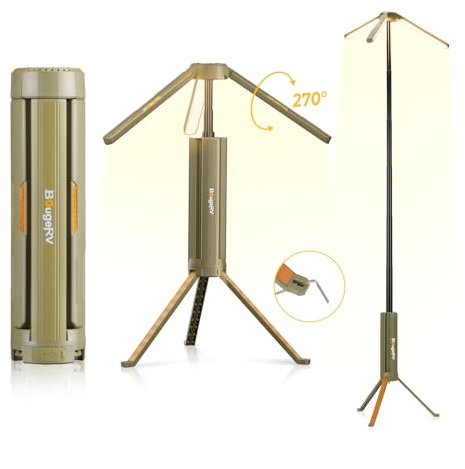 BougeRV Lantern camping 15600 mAh, Lampe rechargeable, Lampe de camping rétractable, Hauteur et angle réglables, 4000 lm, étanche IP54, parfaite pour le camping, les voyages et les urgences