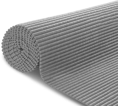 MERCURY TEXTIL- Alfombrilla Antideslizante de Goma Eva Protección de Cajones, Estantes Anchura de 65cm, Alfombrilla Impermeable para Baño, Tapete, Fregadero y Cocina (150x65cm, Gris)