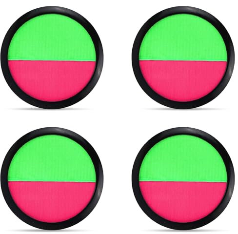 Ayizhiniu 4pcs Klettballspiel, Klett Ballwurfspiel, Outdoor Wurf Fangball Spiel, Wurfspiel Kinder Klett Bringen 2 Ball, Fangspiel Klettball, Anwendbar Strandspiele mit Freunden Freien