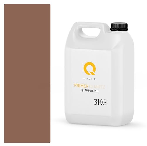 Q-COVER Quarzgrund für buntsteinputz 3 kg Braun M92 acrylatdispersion grundiermittel innen & außen für wände und decken haftgrund grundiermittel grundierung putzgrund ca. 0,3-0,4 kg/m2