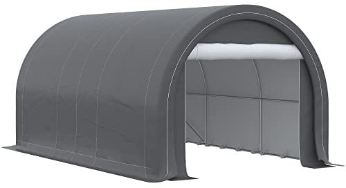 Outsunny Garaje Exterior para Coche 5x3 m Carpa Garaje para Coche Anti-UV con Toldo de Tela PE Desmontable y Marco de Acero Galvanizado Gris