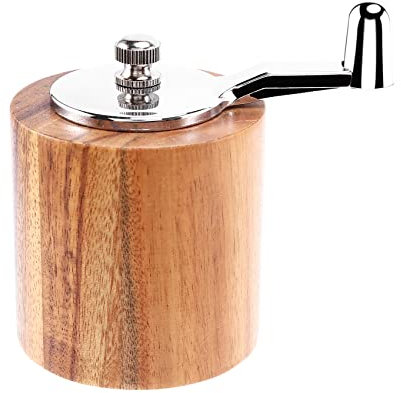 Reinscer Pepper Mill, Hand Crank Wood Pepper Grinder with Classic Handle and Adjustable Ceramic Rotor