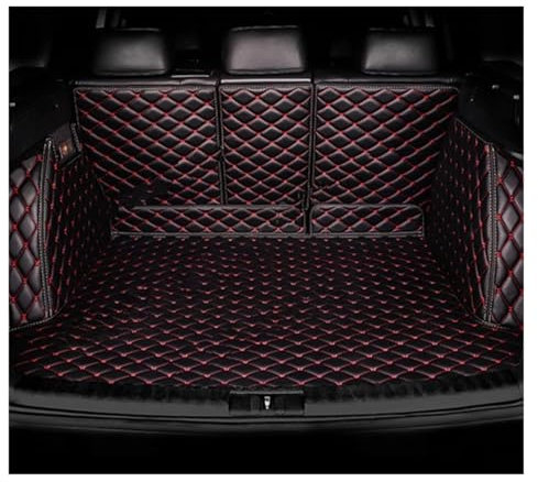 OEXRIG Alfombrilla para Maletero para Peugeot 208 P21 2023 2022 2021 2020 Esteras Traseras para Maletero Coche Esteras para Maletero Cuero con Bandeja Carga Trasera Alfombra Maletero(Black Red-B)