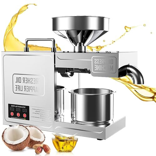 RoyceBee Cold Pressed Oil Machine, 820W Domestic Oil Press Machine, Electric Seed Oil Machine with Display for Coconut Sunflower Peanut Almond Soybean Pressing