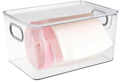 ZoeQide Porte-sacs poubelle en polycarbonate – Organiseur d'armoire de cuisine, distributeur de sacs poubelle transparent et support de sac poubelle pour sous l'évier, la salle de bain, le garage |