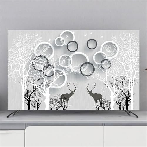 Hixingo TV Schutzhülle für Den, Hülle Bezug Staubschutz für Fernsehen Und Monitor, Moden TV-Abdeckung mit Hirsche Drucken, Fernsehschutz Für Zuhause Innenbereich 32 bis 80 Zoll (Grau,70)