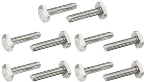 PATIKIL 10 Stück 304 Edelstahl Hammerkopfschrauben M8 x 40mm, Drop-in Hammerkopf Gewindeschrauben Set für T Schiene Führungsschiene Montageschiene Gleitschiene Holzwerkzeug Klemme, Silber