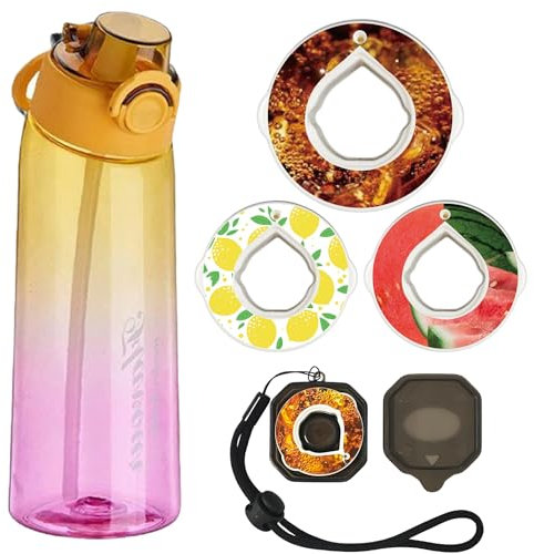 Alpha Fit Borraccia aromatizzata, compatibile con Air Up, 900 ml, a prova di perdite, senza BPA, con 3 capsule aromatiche, infrangibile e lavabile in lavastoviglie (giallo soleggiato)