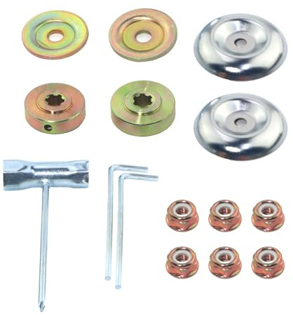 SUKITMISO 15 Stück Freischneider Zubehör, Ersatzteile für Motorsense, Universal Rasenmäher Klingenadapter Metallgetriebe Mutter Messer Wartung Kit, für Freischneider und Rasenmäher