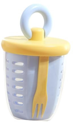 KiBcsLic Coupe Dessert Saladier Récipient Fruits Légumes Égouttoir Antifuite avec Fourchette Couvercle Silicone PP Convient pour Déjeuner en Déplacement 10.9c, Bleu