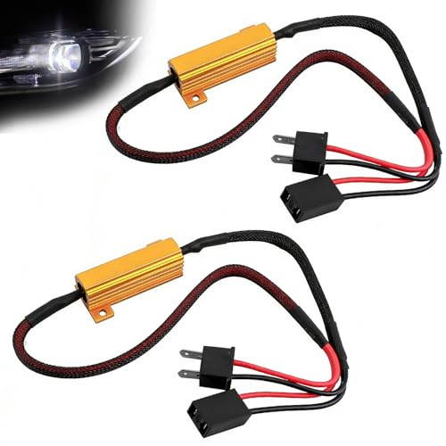 2 Stück H7 LED Decoder CANBUS No Error Widerstände 50W 6Ohm | 12V DC Auto Anti-Flicker-Widerstand für Autoscheinwerfer Nebelscheinwerfer Blinker