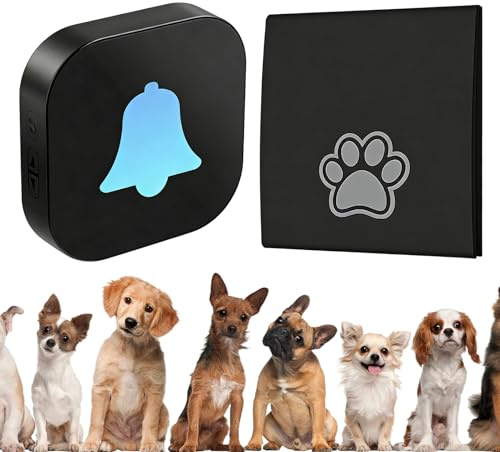Campanello per Cani Senza Fili: Campanello Wireless per Cani, 38 Melodie, Volume Regolabile, Portata di 400 M, 1 Ricevitore, 1 Trasmettitore, Campanello Wireless Intelligente per Canis (Nero)